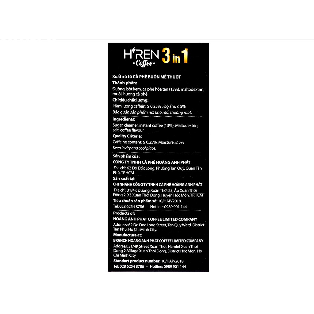 [ Sale giá sốc lấy 5 sao] Cà phê sữa hòa tan HREN 3 in 1 170g - Cà phê Hoàng Anh Phát | BigBuy360 - bigbuy360.vn