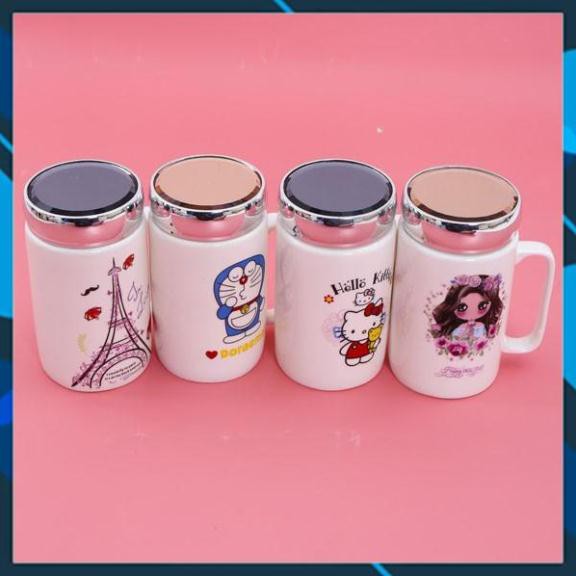 [Xả Kho] cốc sứ giữ nhiệt nắp gương