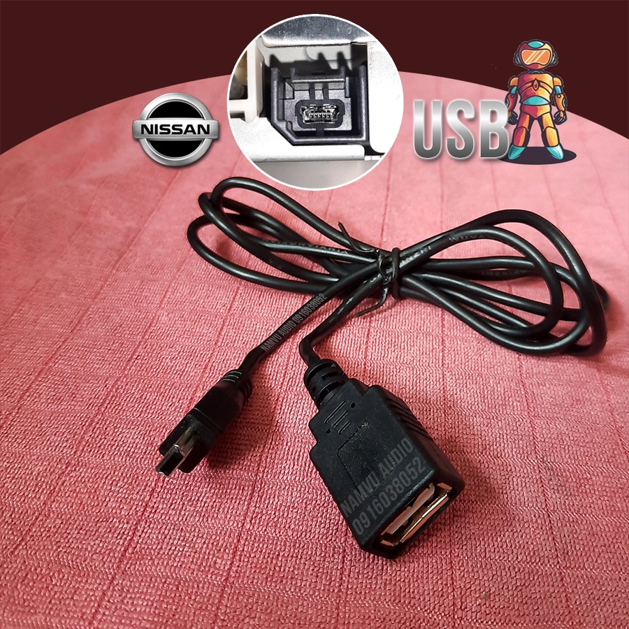 Dây jack usb cho đầu CD ô nissan - USB OTG mini