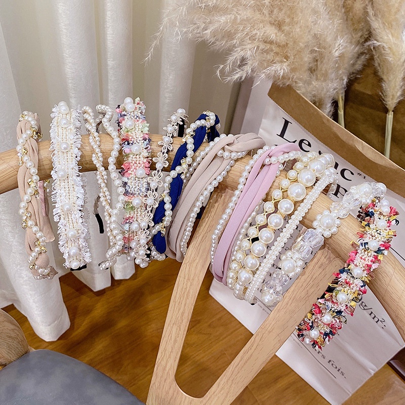 Băng Đô Cài Tóc Đính Ngọc Trai Nhân Tạo Phong Cách Hàn Quốc Thời Trang Cho Nữ