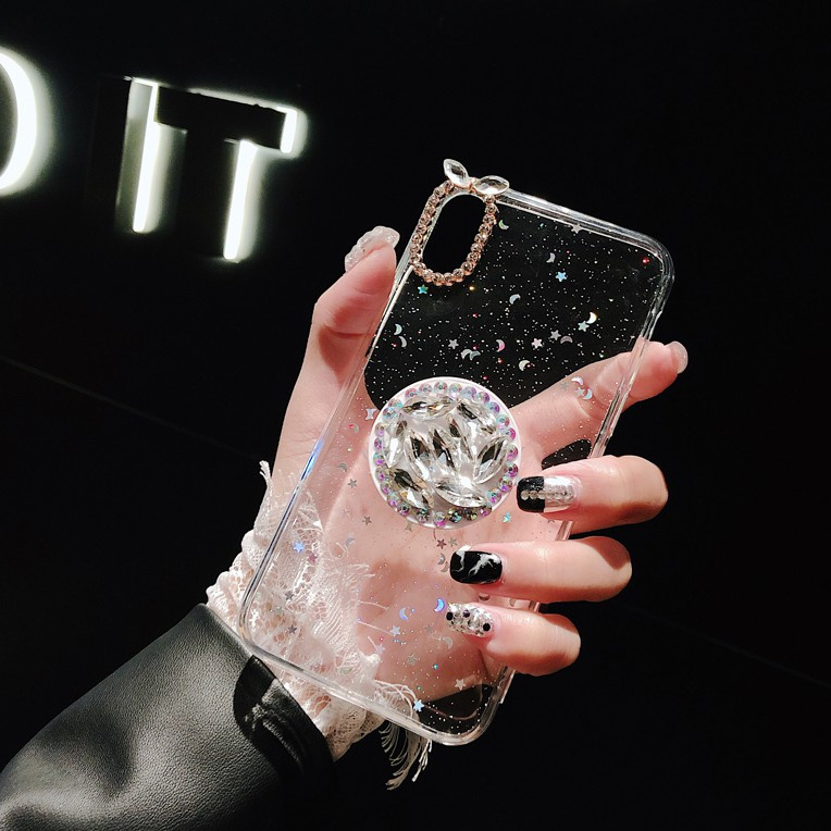 Ốp điện thoại đính đá có giá đỡ ngăn bật cho Iphone 6/6s/7/8 plus X/Xs/Xr/Xs Max