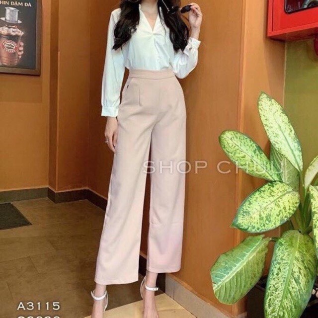 Quần ống rộng suông khoá sườn DUNO vải tuyết mưa siêu đẹp