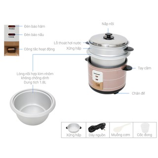 Nồi Cơm Điện Sunhouse 1.8 lít SHD8125