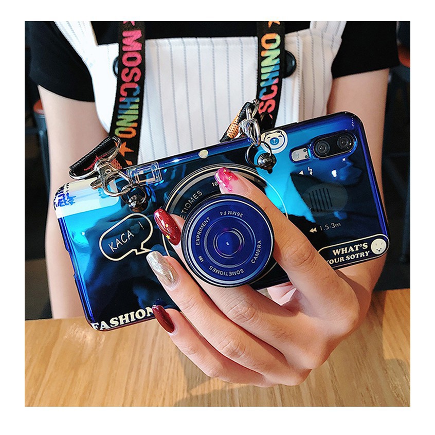 Ốp điện thoại hình máy ảnh kèm dây đeo dài cho Samsung J4 Plus A50 A70 A10 A20 A30 A10S A20S A50 M10 M20 M30 | BigBuy360 - bigbuy360.vn