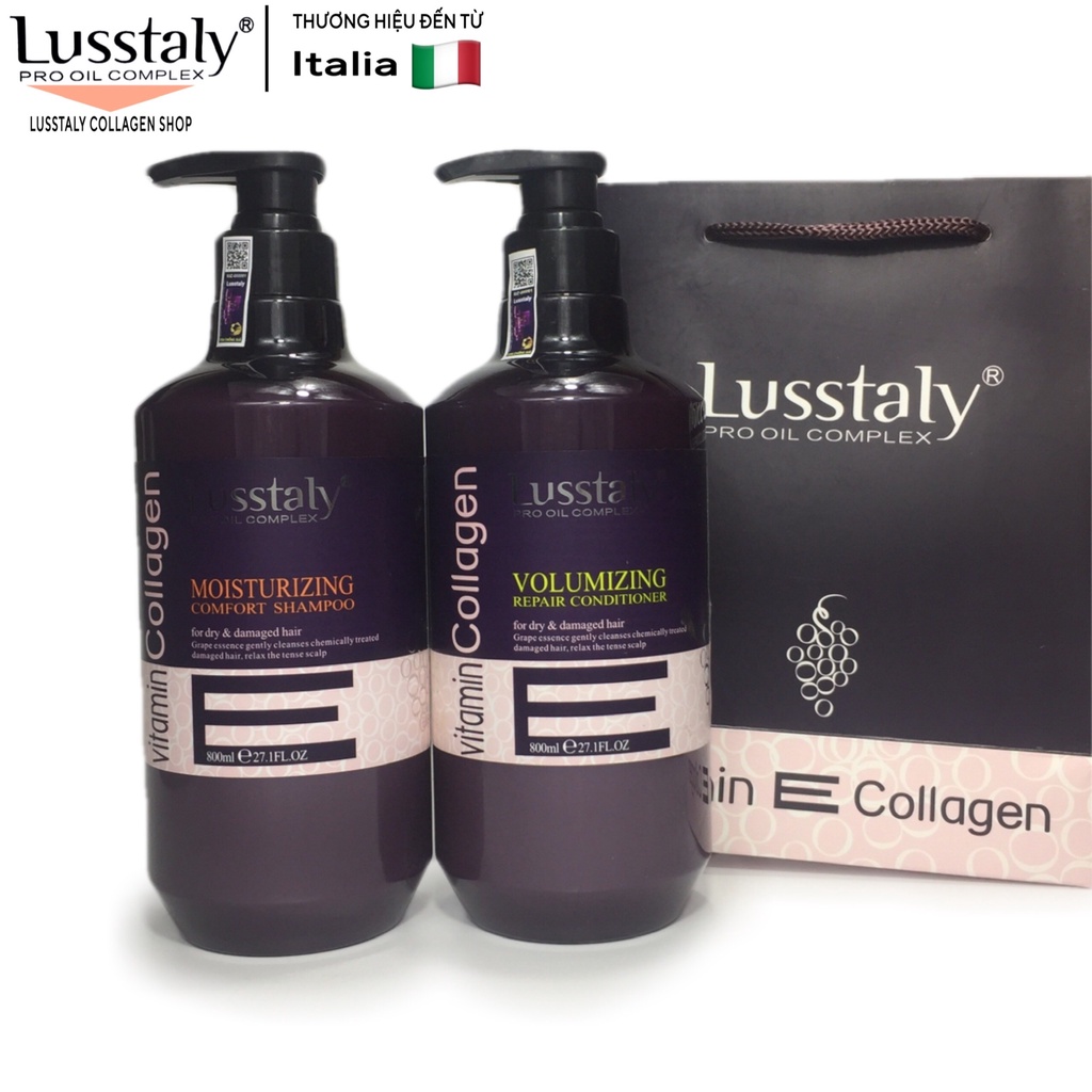 [LUSSTALY CHÍNH HÃNG] Cặp gội xả Lusstaly Collagen 800ml,Dầu gội + xả Lusstaly siêu phục hồi,mềm mượt,ngăn ngừa rụng tóc