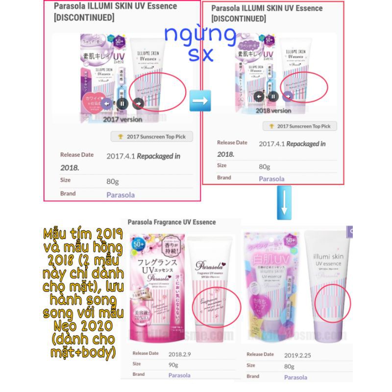 Kem chống nắng Parasola Illumi Skin UV Essence SPF 50+ PA++++ Nhật Bản