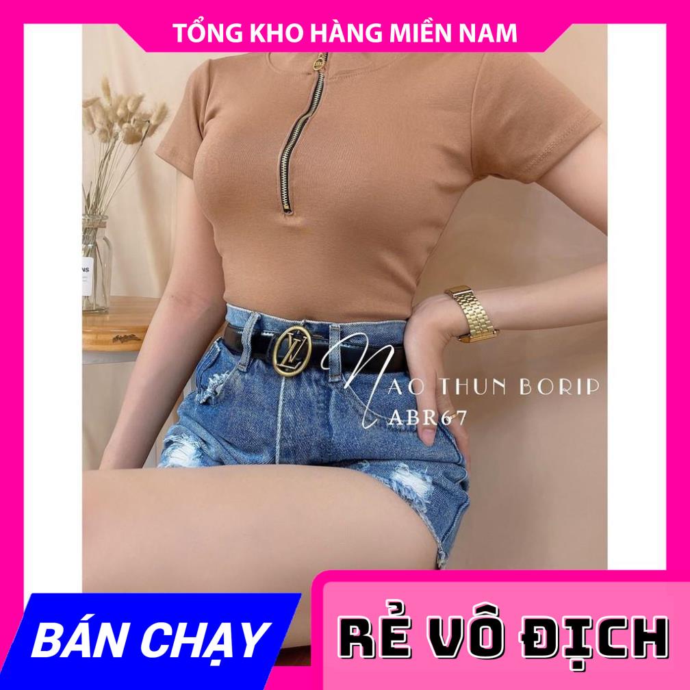 Áo thun croptop nữ phối tia kéo chất thun borip co giãn 4 chiều  Áo kiểu nữ ABR67