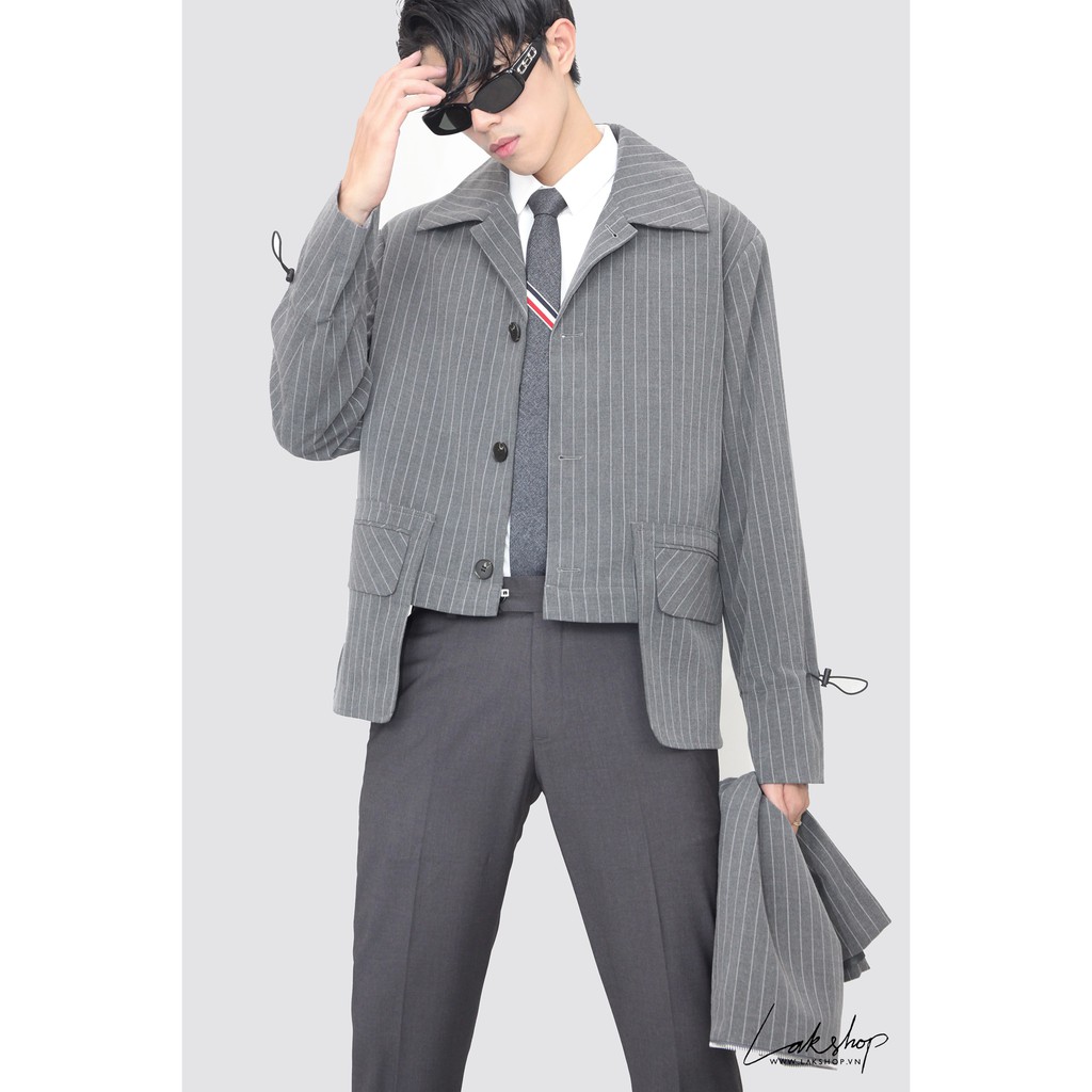 Cà Vạt  TB TB Engineered Stripe Necktie in Grey