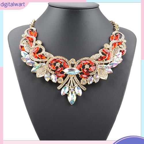Dây chuyền hình hoa đính đá quý nhân tạo nhiều màu sắc sang trọng cá tính dành cho nữ