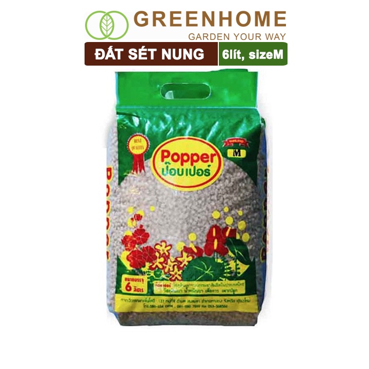 Đất sét nung trồng cây Thái Lan, bao 6lít size M 6-8mm, trồng Sen đá, Lan, Sứ, thuỷ canh |Greenhome