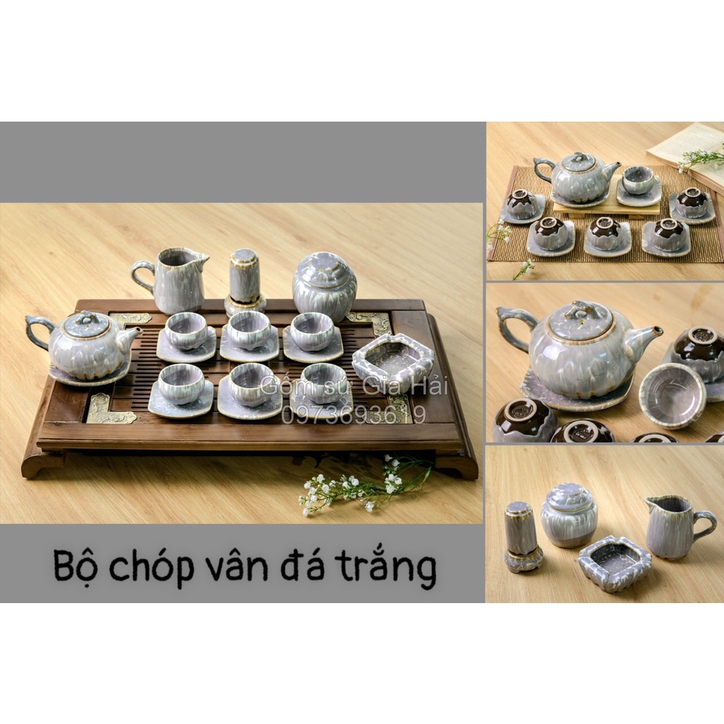 Ấm trà⚡️BÁT TRÀNG⚡️Ấm chén, tách trà, ly men hỏa biến vân đá xám siêu hot cao cấp giá rẻ