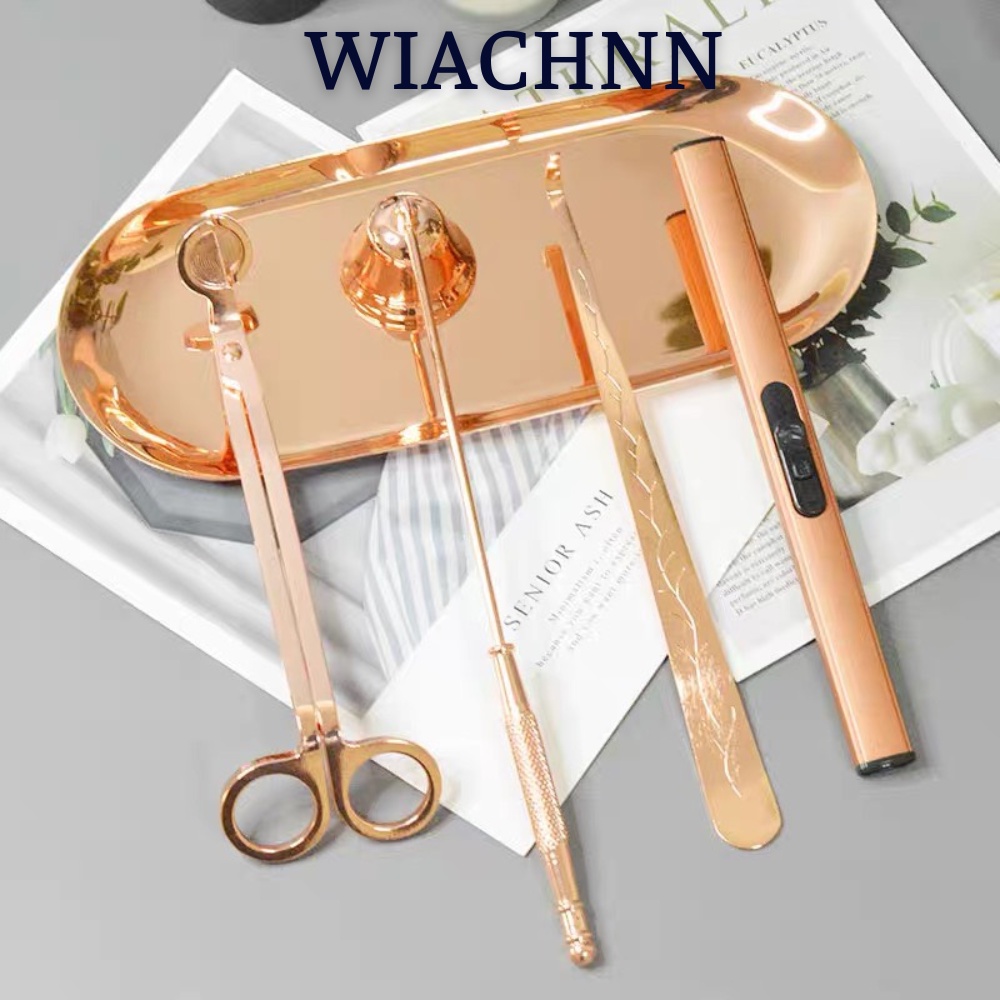 Phụ kiện chăm sóc nến Wiachnn khêu, chuông, khay và kéo cắt bấc nến bằng kim loại không gỉ