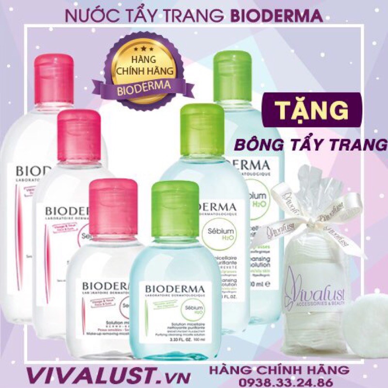 [CHÍNH HÃNG] Nước Tẩy Trang BIODERMA Dành Cho Da Nhạy Cảm/ Dầu Mụn 100ml - 250ml - 500ml