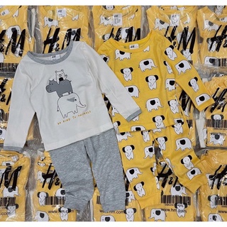 Set 2 bộ cotton hoạ tiết voi Hm xuất