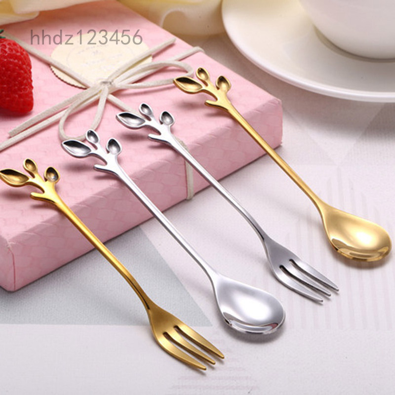 1 Muỗng Cà Phê Hình Chiếc Lá Bằng Thép Không Gỉ