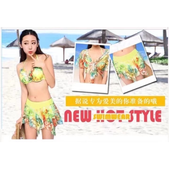 Bộ Đồ Bơi Ba Mảnh Dáng Ôm Thời Trang Mùa Xuân Cho Nữ