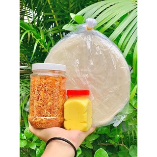 Bánh tráng phơi sương + muối tép hành phi