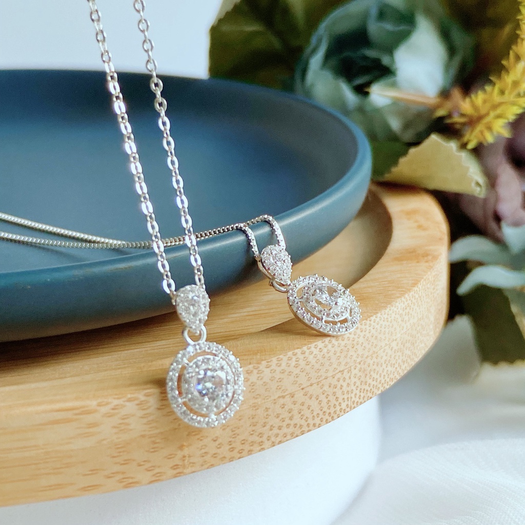 Dây chuyền bạc 925 mặt tròn đính đá nhỏ sáng lấp lánh thời trang cho nữa  ANTA Jewelry - ATJ6543M