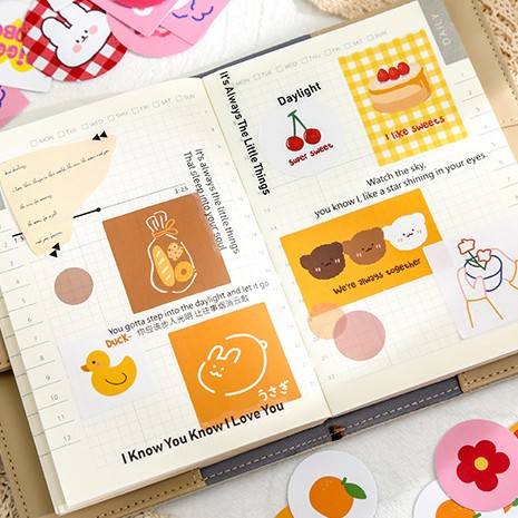 Bộ 40 nhãn dán phong cách động vật xinh xắn trang trí sổ lưu niệm