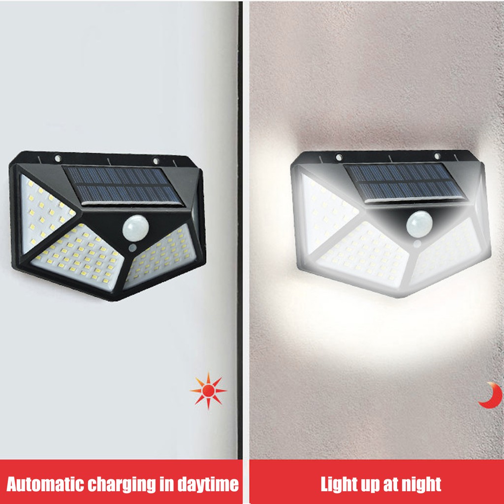 Đèn led năng lượng mặt trời gắn tường 100 bóng 3 chế độ chất lượng cao