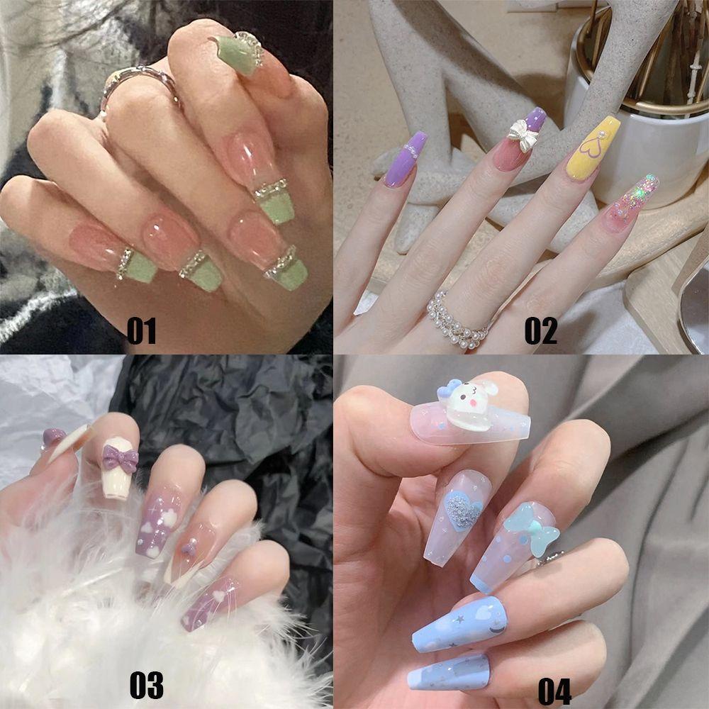 MIHAN1 Set 24 Móng Tay Giả Có Thể Tháo Rời