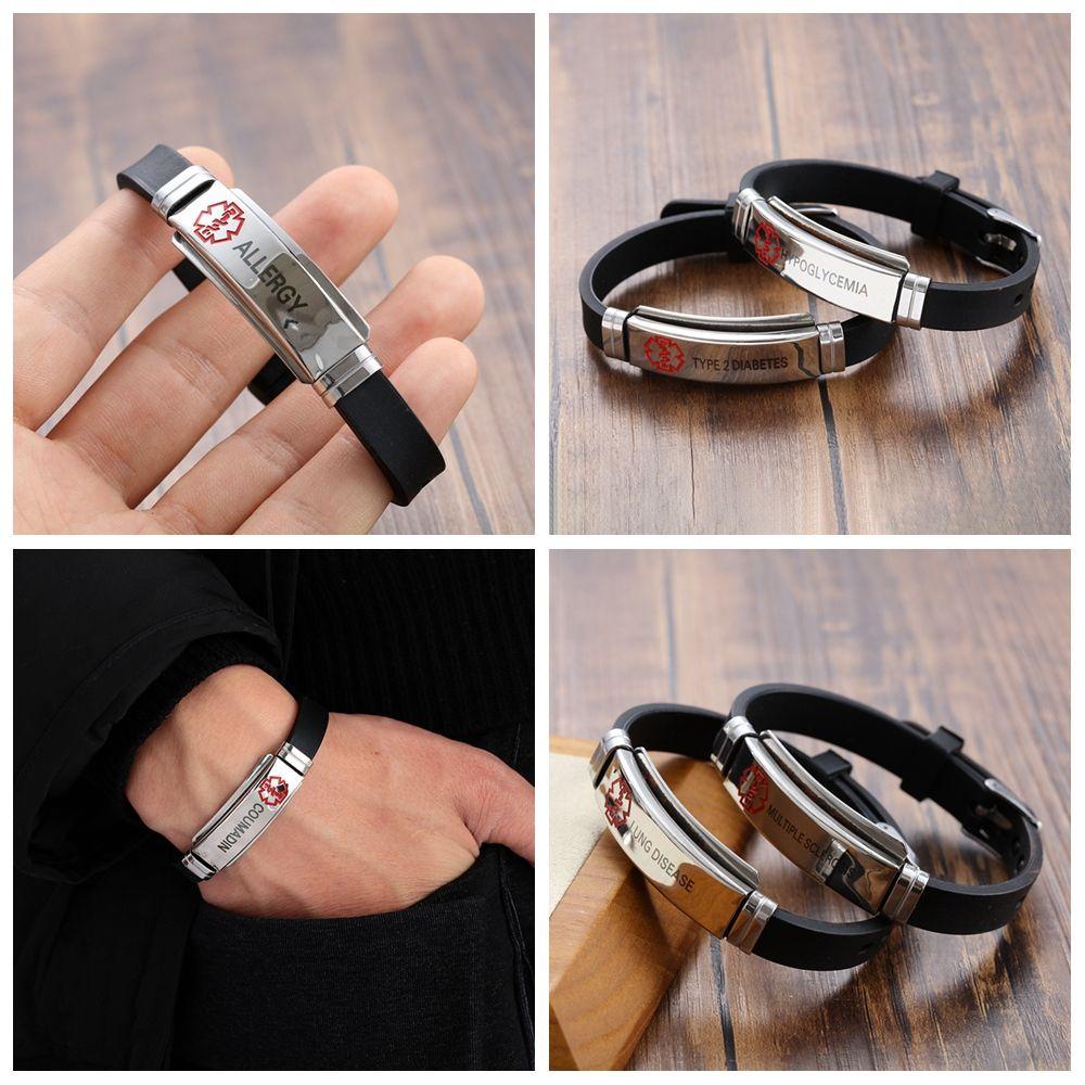 SUSANS Vòng Tay Cảnh Báo Y Tế 17 Kiểu Bằng Thép Không Gỉ Và Silicone