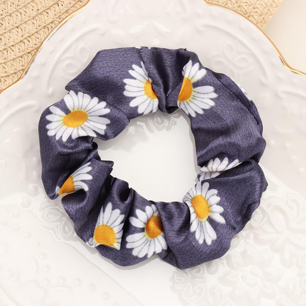 Dây Cột Tóc Scrunchies Co Giãn In Họa Tiết Hoa Cúc Nhỏ Cho Nữ