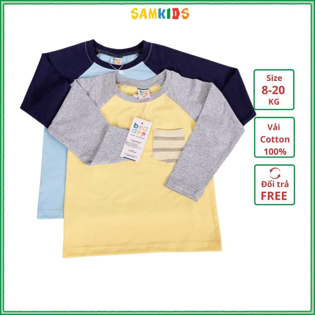 Áo thun bé trai từ 1 đến 8 tuổi dài tay chất cotton có túi thời trang cao cấp BA07
