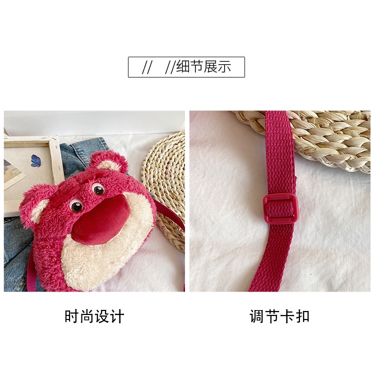 Túi Đeo Chéo Hình Gấu Dâu Dễ Thương Cho Bé