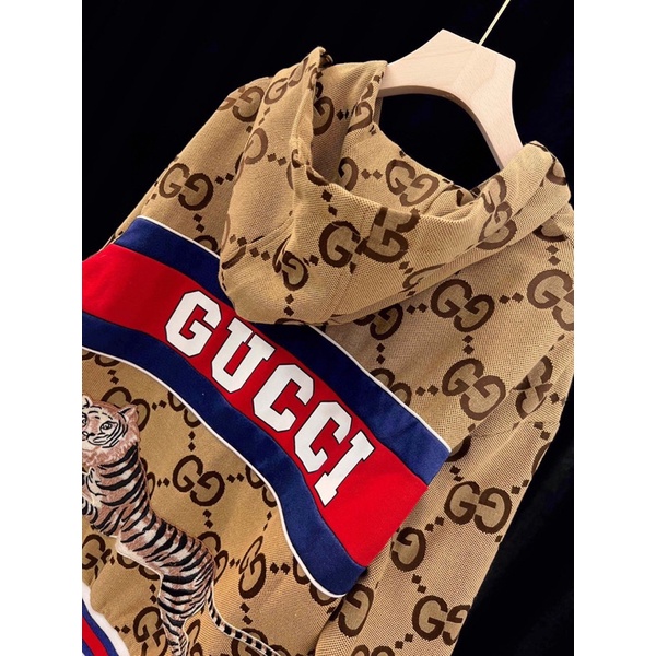 Áo khoác nữ cao cấp thương hiệu Gucci GG/GC hoạ tiết màu sắc phong cách retro thêu hình con hổ