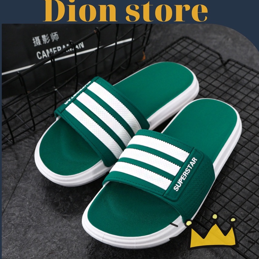 Dép SuperStar Quai Ngang Nam Cao Cấp Đúc Nhựa Siêu Bền Đẹp Êm Chân Họa Tiết Kẻ Sọc có size 44-45