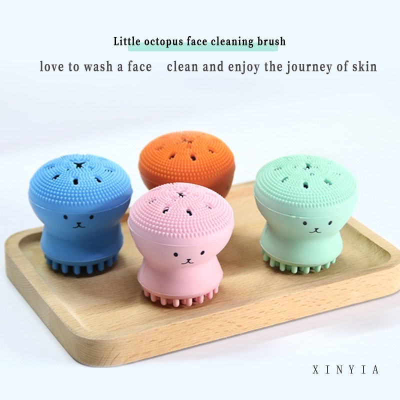 [Hàng mới về] Bàn chải rửa mặt silicon hình bạch tuộc cỡ nhỏ làm sạch lỗ chân lông