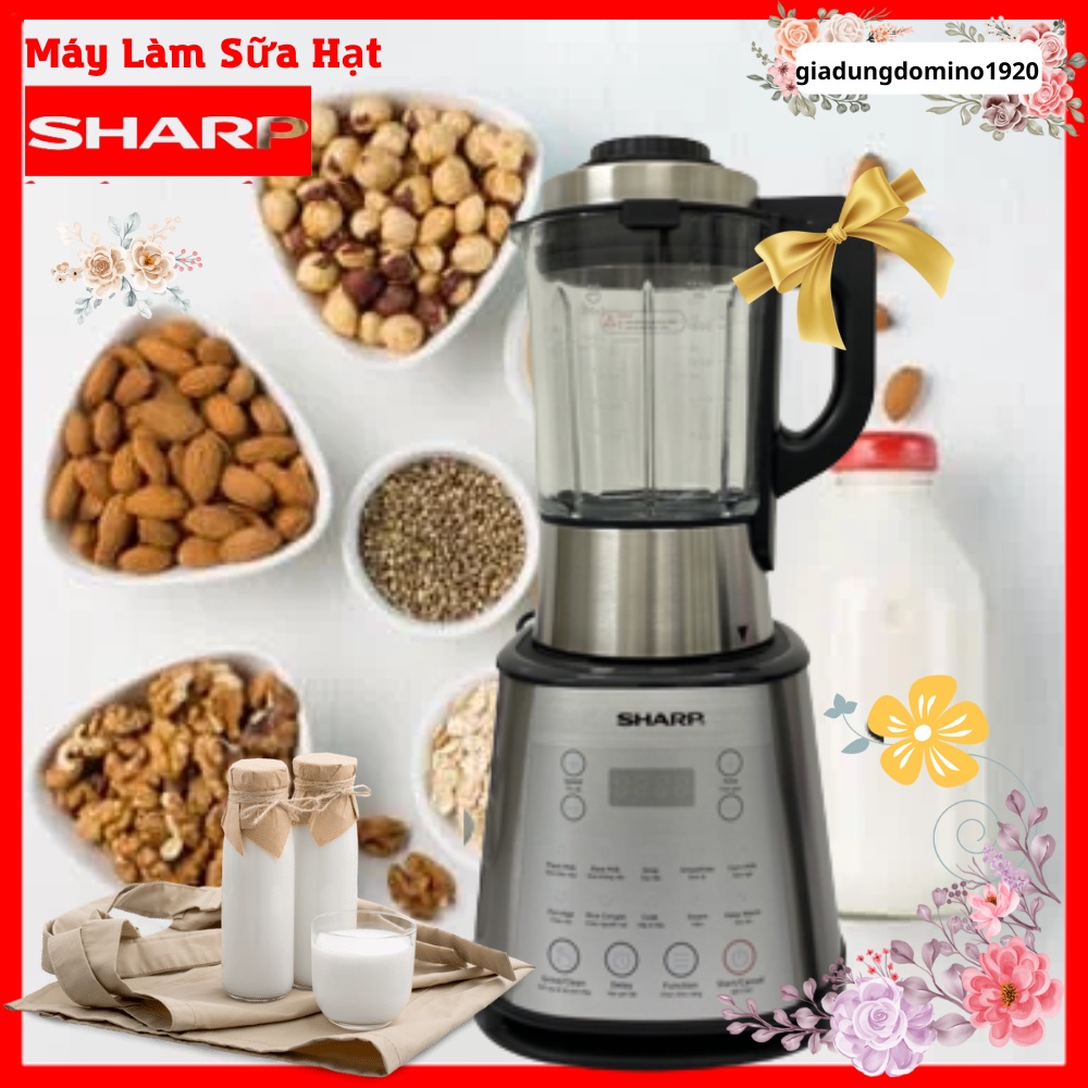 Máy làm sữa hạt Sharp KS-168 Hàng Chính Hãng Bảo hành 12 tháng trình nấu thông minh Cối thủy tinh siêu cao cấp