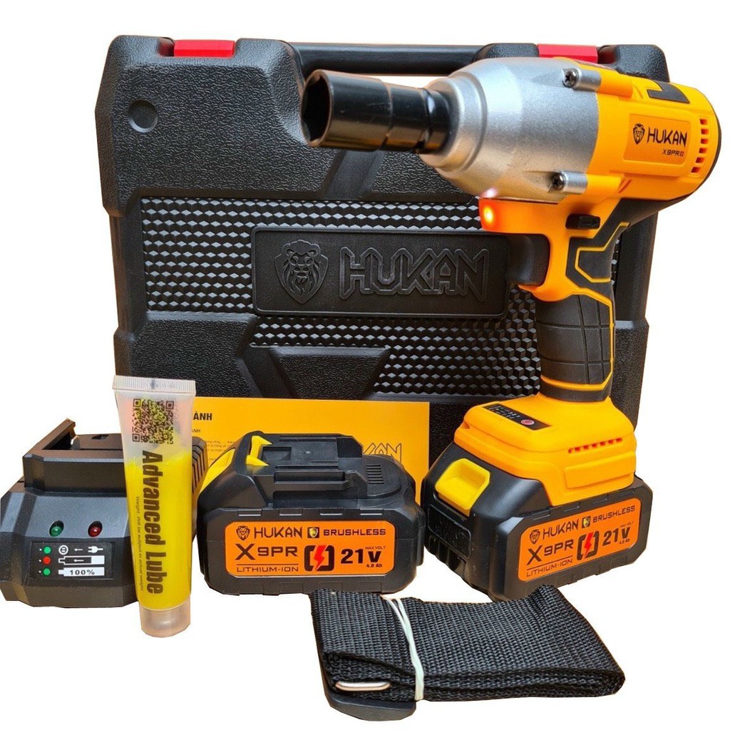 Máy siết mở Bulong HUKAN X6 Pro động cơ nguyên khối lực siết 380N.M tặng kèm khẩu 22 kèm 2 pin-BH 6 tháng