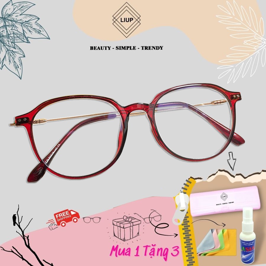 Gọng kính cận mắt tròn lục giác nam nữ càng kim loại Liupeywear 710 nhận cắt cận viễn loạn