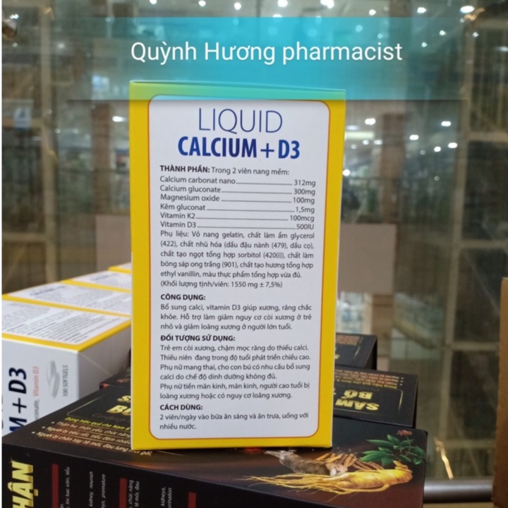 Viên uống LIQUID CALCIUM D3 hộp 100 viên giúp xương,răng chắc khỏe