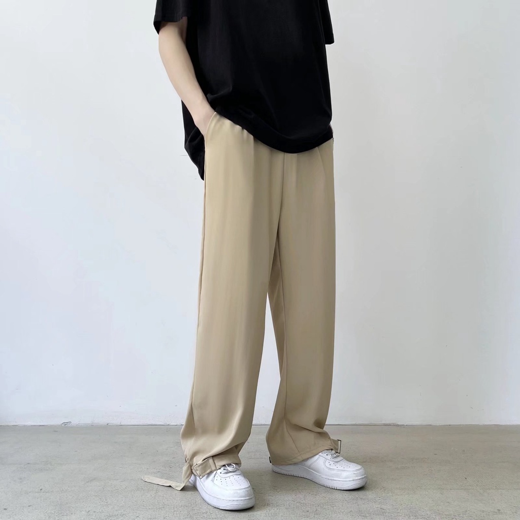 Quần Kaki Ống Rộng Lưng Thun Thoải Mái Phong Cách Hip Hop Đường Phố Hàn Quốc Cỡ M-2XL Cho Nam