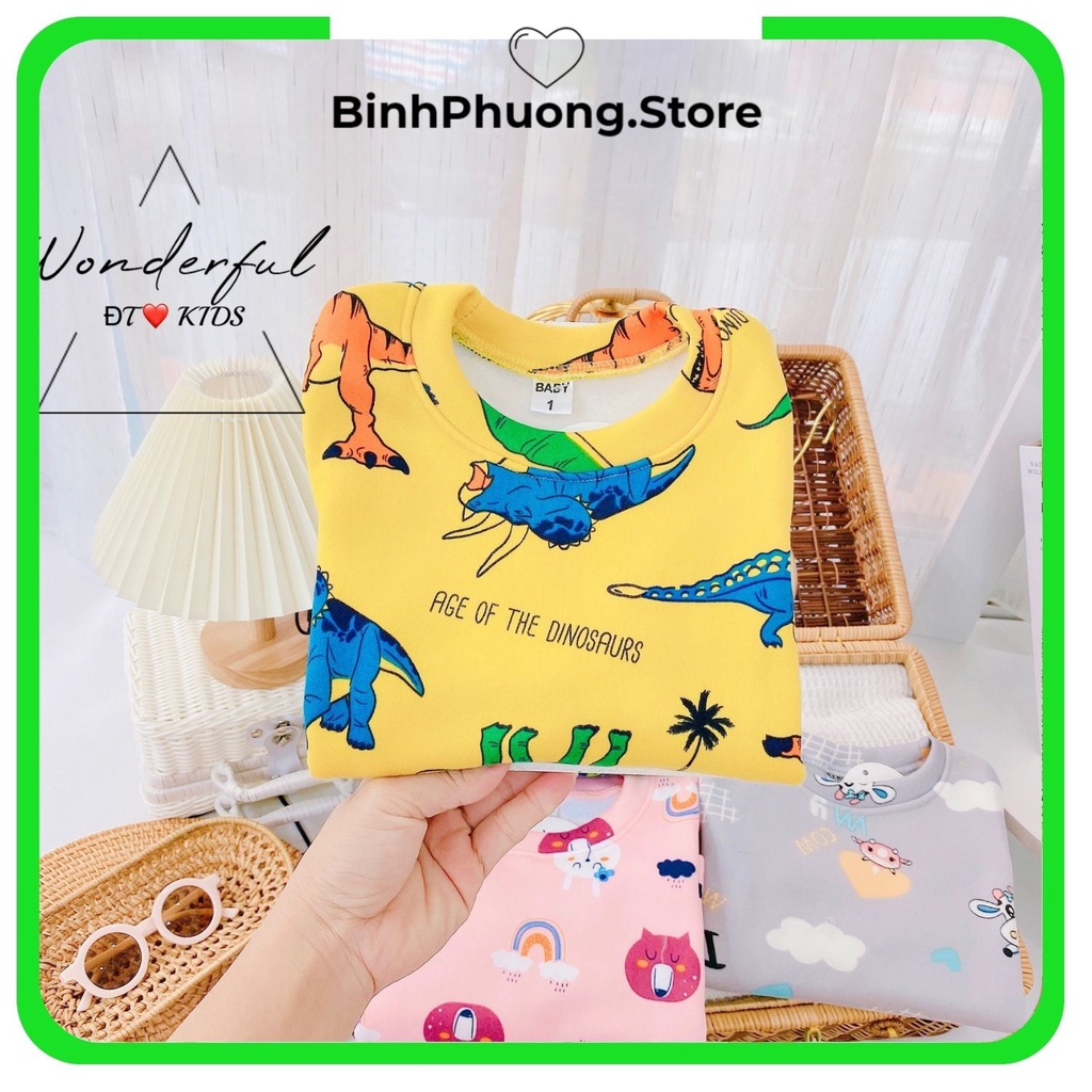 Bộ Thu Đông Cho Bé, Bộ Đồ Dài Tay Quần Áo Thun Nỉ Bông Chất Dày Cho Trẻ Em Bé Trai Gái Binhphuong.Store