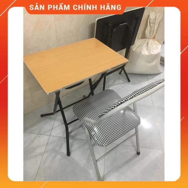 Bàn học gấp gọn kèm ghế chân cao 75cm  FREE SHIP Kích thước 50 x70cm chân sơn tích điện ( cam kết y hình )