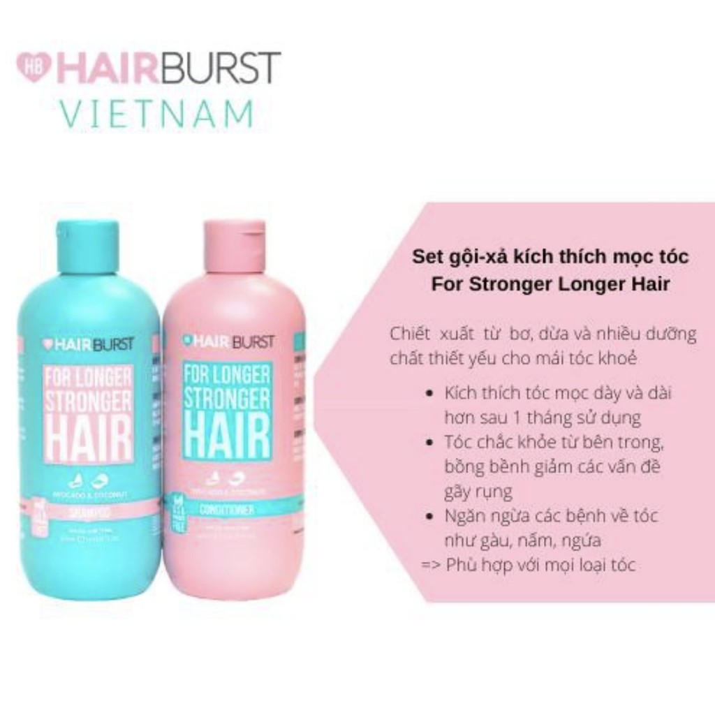 Bộ Dầu Gội &amp; Dầu Xả Hairburst Shampoo &amp; Conditioner For Longer Stronger Hair (2x350ml)