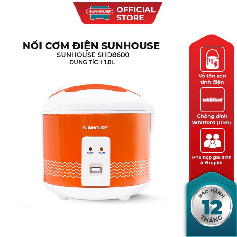 Nồi cơm điện 1,8l SUNHOUSE SHD8600