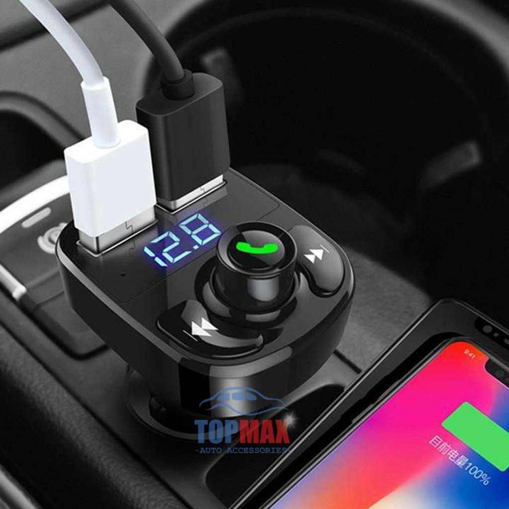 Tẩu Nghe Nhạc Bluetooth Hyundai HY-82 Kiêm Sạc Điện Thoại 2 Cổng Cao Cấp Cho Ô Tô (Hỗ trợ thẻ nhớ và USB)-Bảo hành 24T