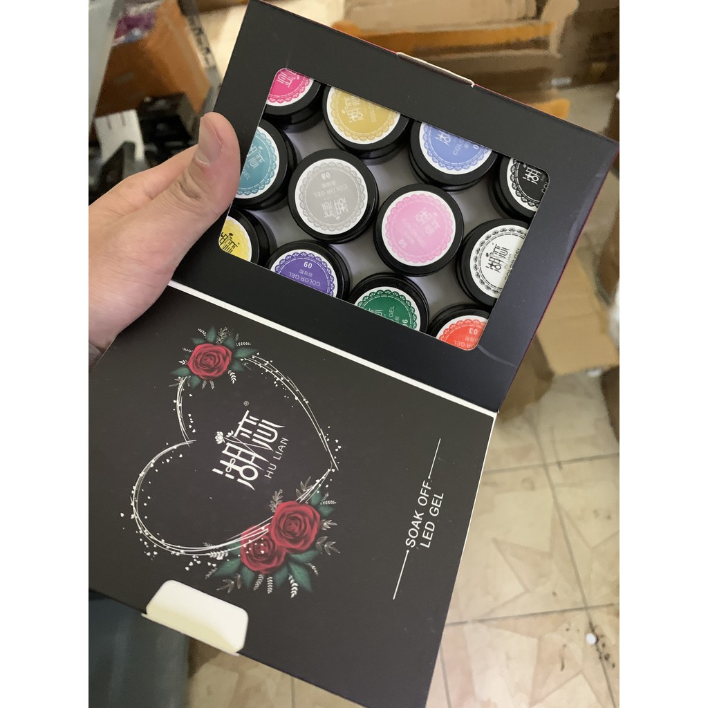 Sét Gel Vẽ Nổi Hulian Màu Đẹp Cực Chất Siêu Đặc 12 Màu