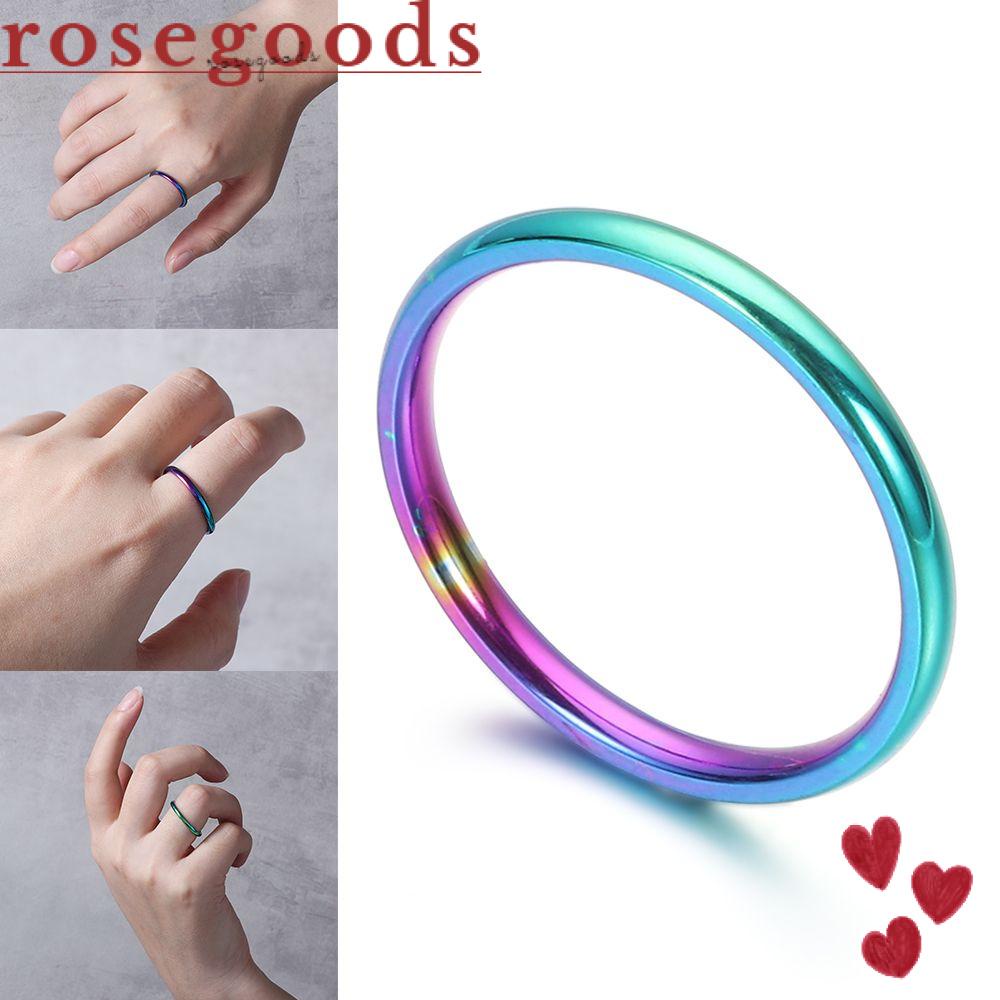 ☆ROSE☆ New Glossy Women Seven colors Ring Fashion Jewelry Gifts Simplicity Classic