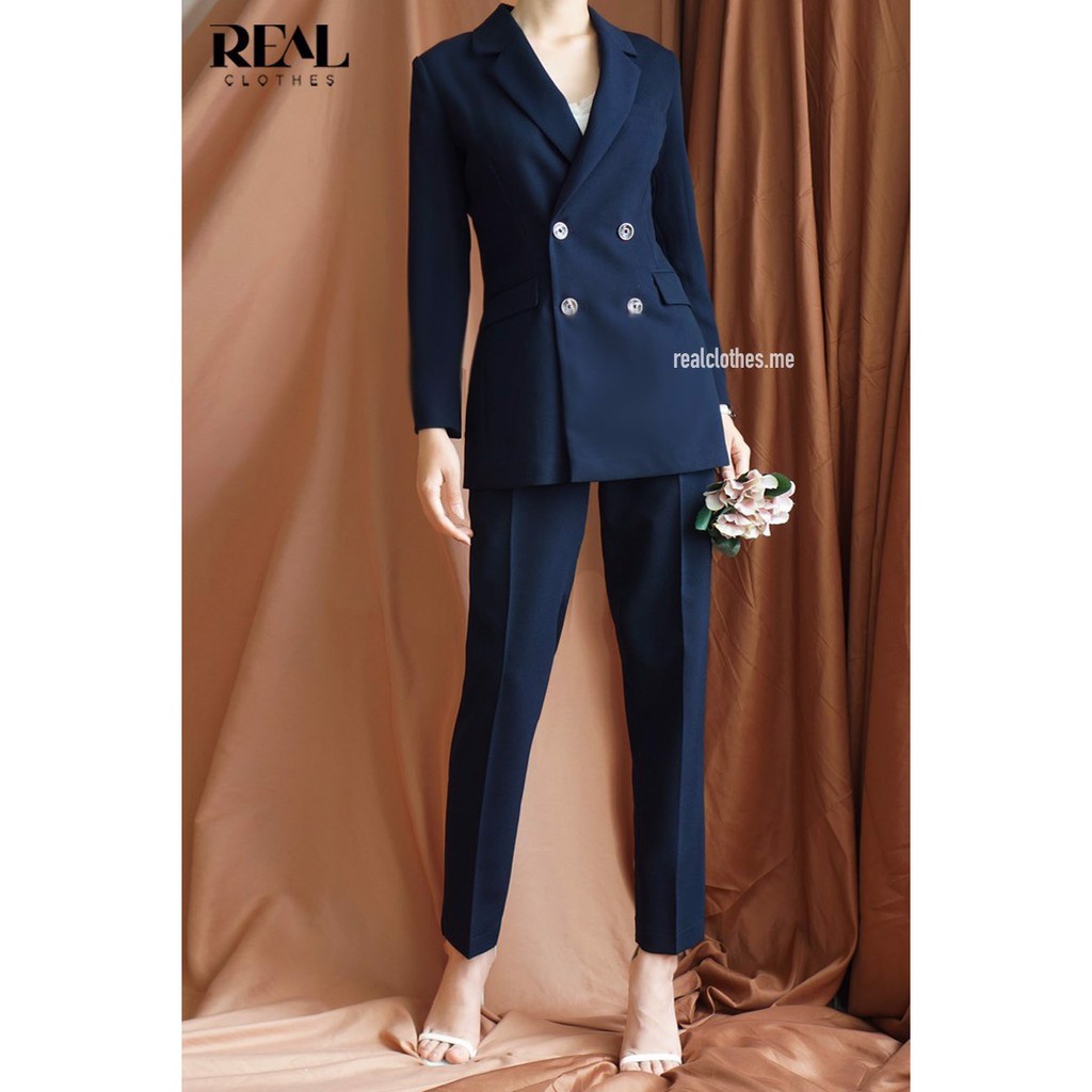 Quần baggy lưng cao màu xanh navy, đủ size, thiết kế cơ bản
