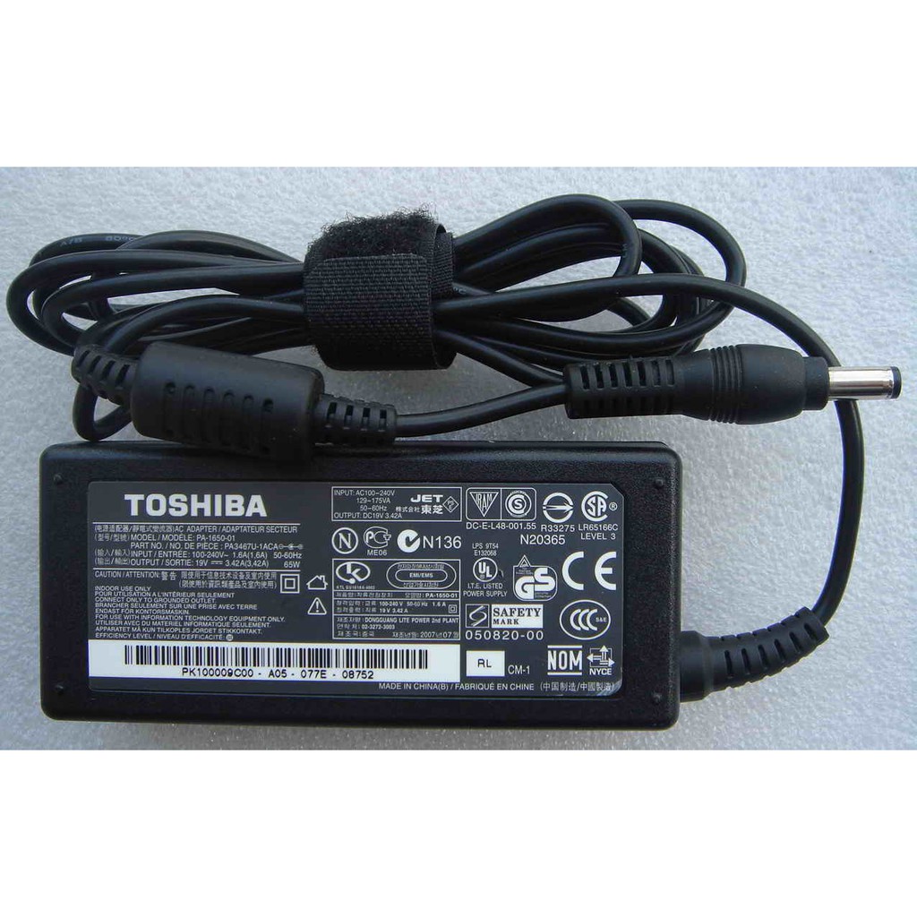 SẠC LAPTOP TOSHIBA CHÍNH HÃNG 19V-3.42A (ADAPTER TOSHIBA) BẢO HÀNH ĐỔI MỚI 12 THÁNG