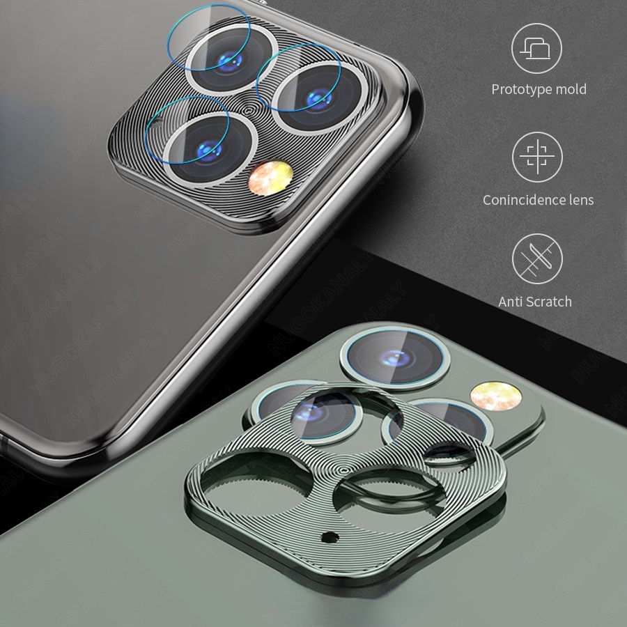 2 in 1 Protector Camera Glass For iPhone 11 Pro Max Metal Ring Protector Case