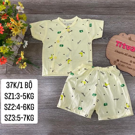 Bộ Cộc Lelekids Cúc Chéo Cotton Họa Tiết, Bộ Cộc Cotton Cúc Chéo Cho Bé trai, bé gái