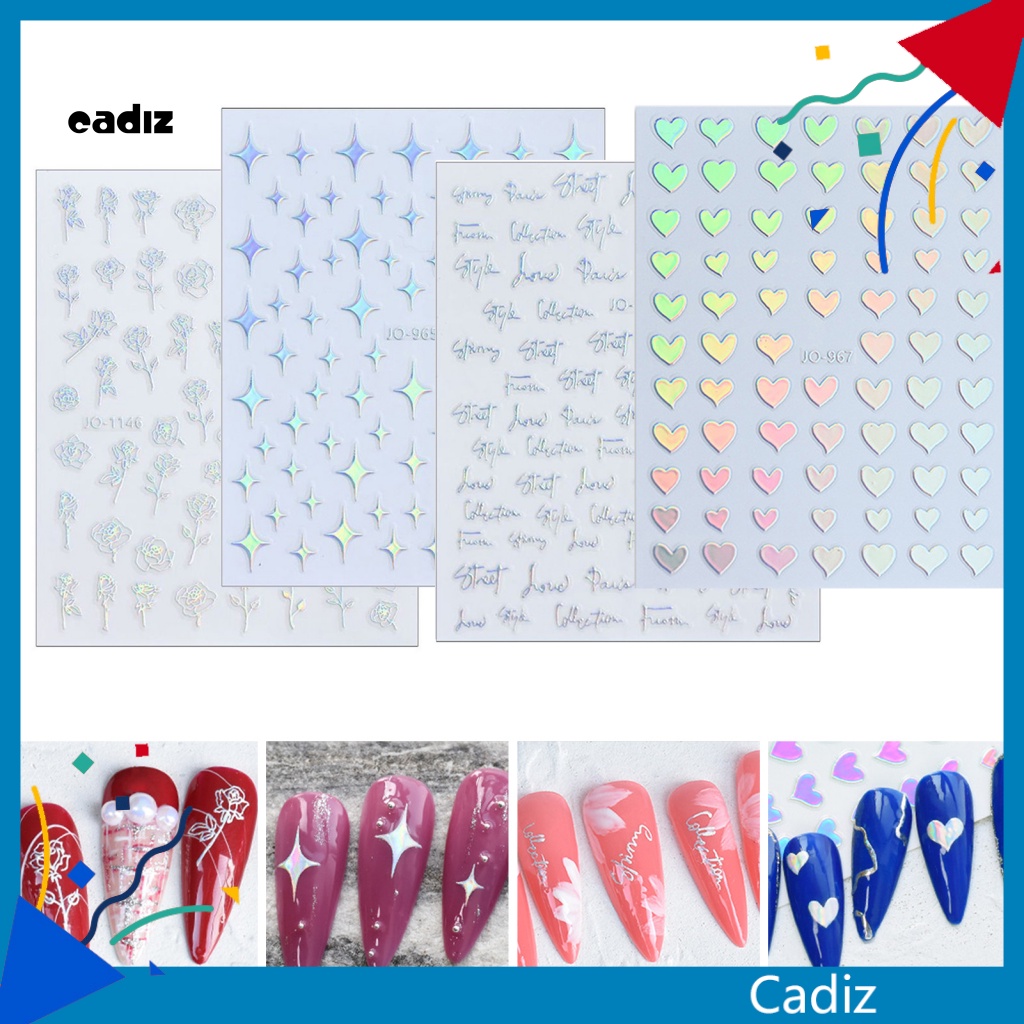 Miếng Dán Trang Trí Móng Tay Chống Rơi Hình Trái Tim Màu Aurora