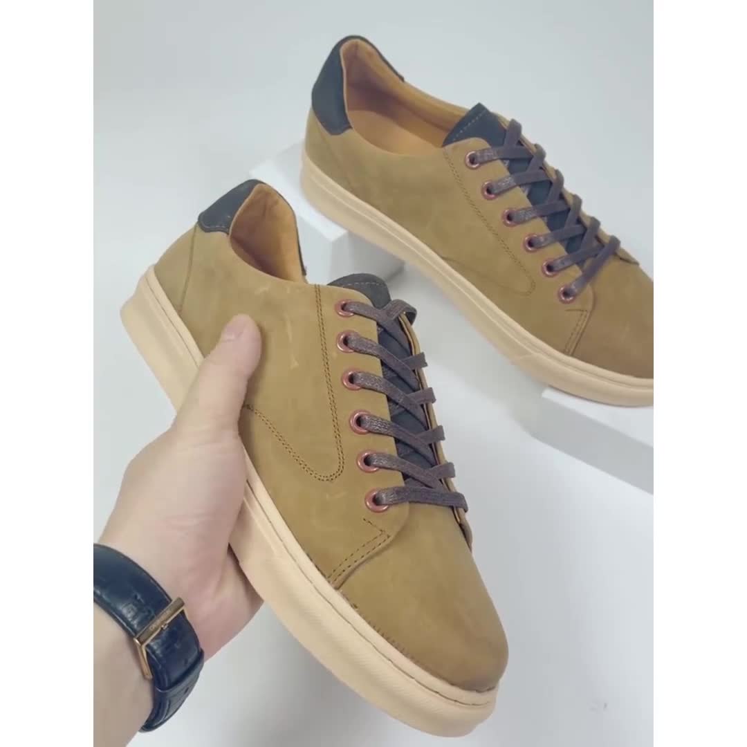 Giày nam Da Thể Thao LC2101X da bò sáp tăng 4 cm Lucas Shoes bảo hành 1 năm | BigBuy360 - bigbuy360.vn